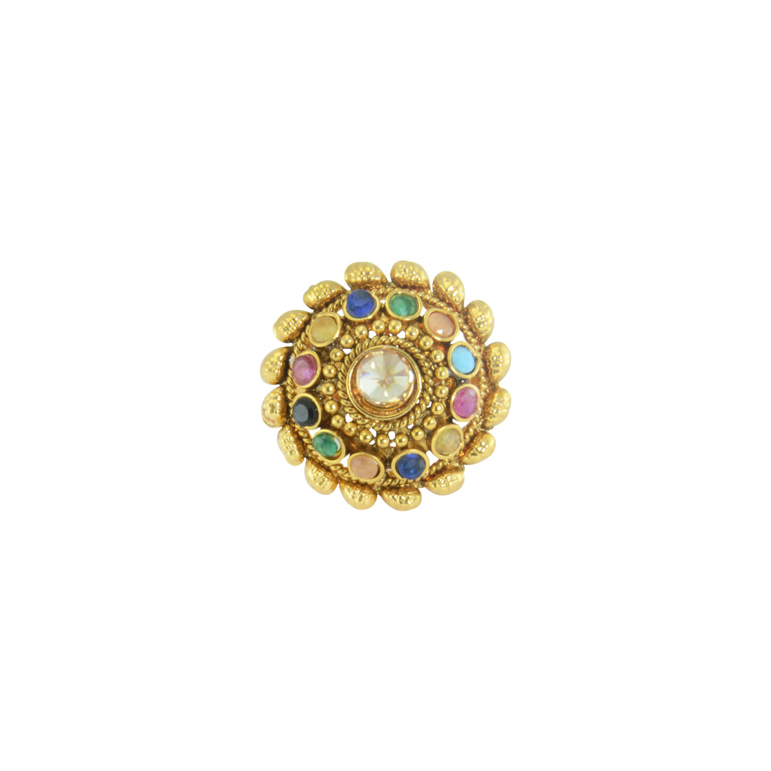 Gold Plated Multicolored Beaded Adjustable Ring for women